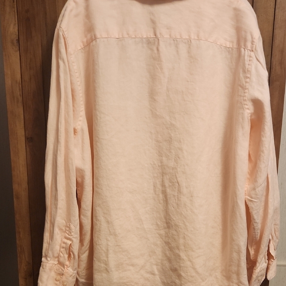 Lauren Ralph Lauren Light Pink Button-Up Plus Size Shirt - 100% Linen - Picture 7 of 8